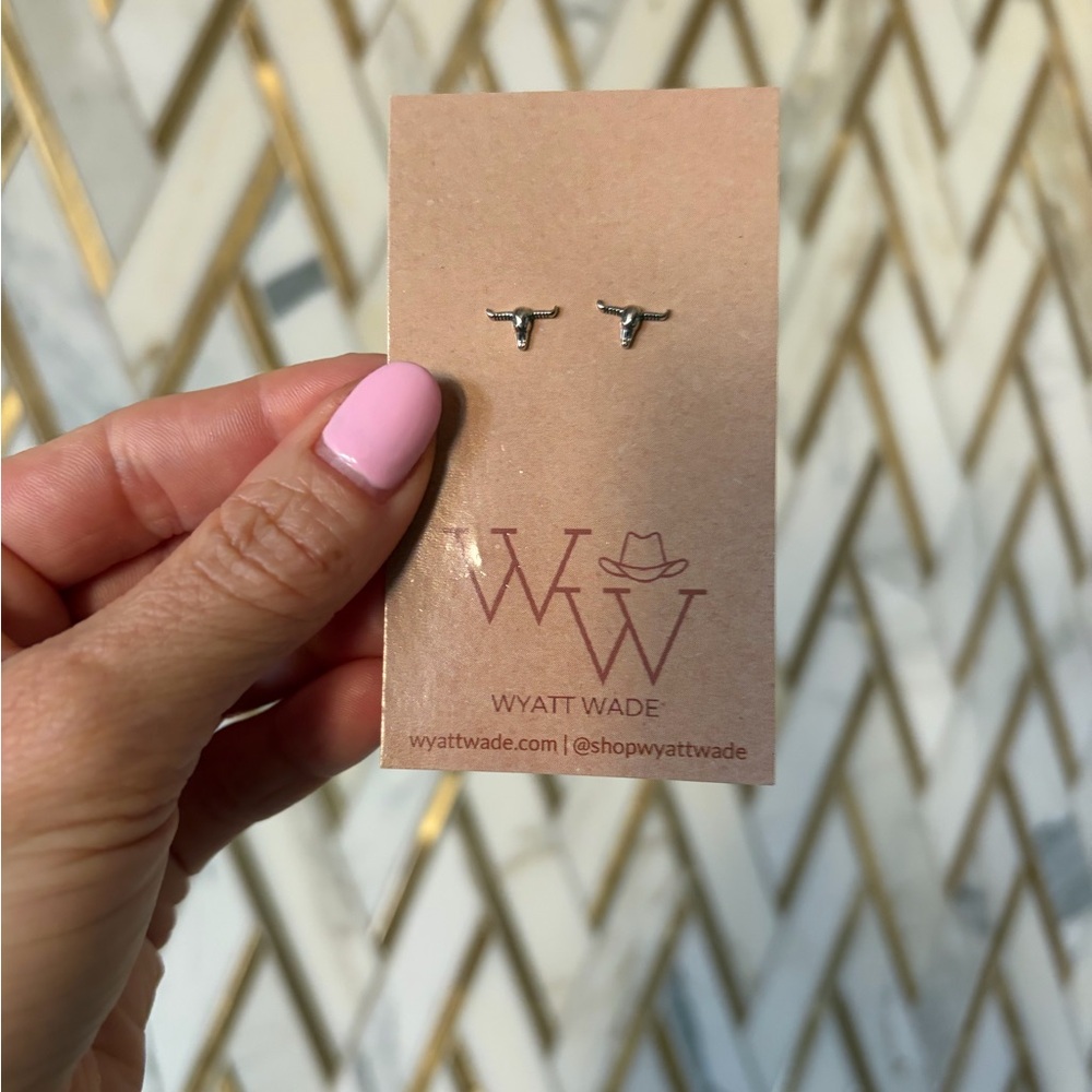 Silver Longhorn Stud Earrings
